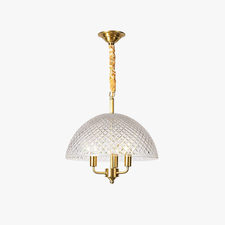 Textured Glass and Brass Pendant Light