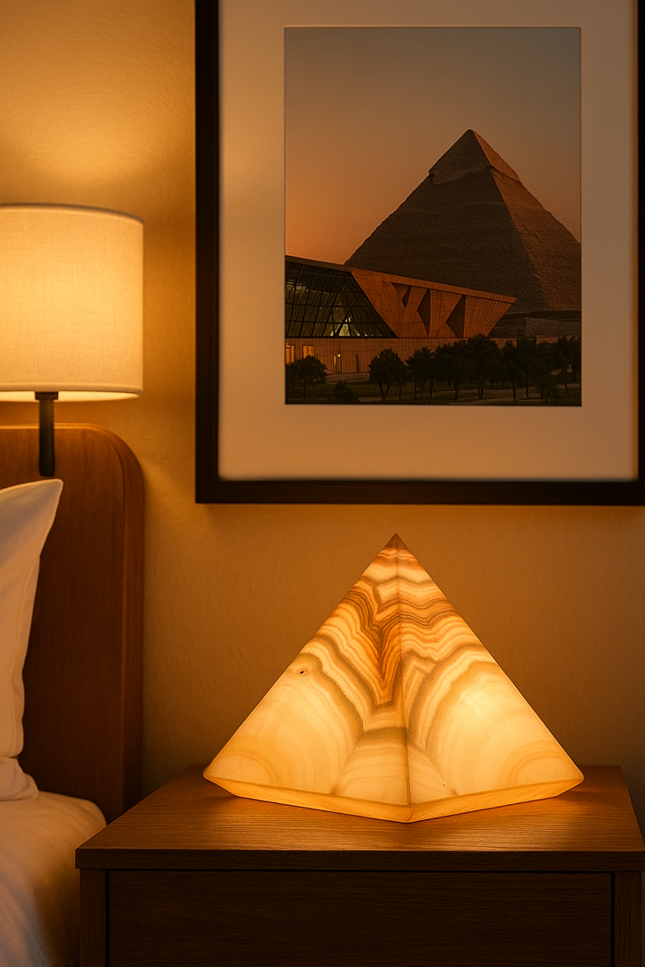 Alabaster Pyramid Table Lamp