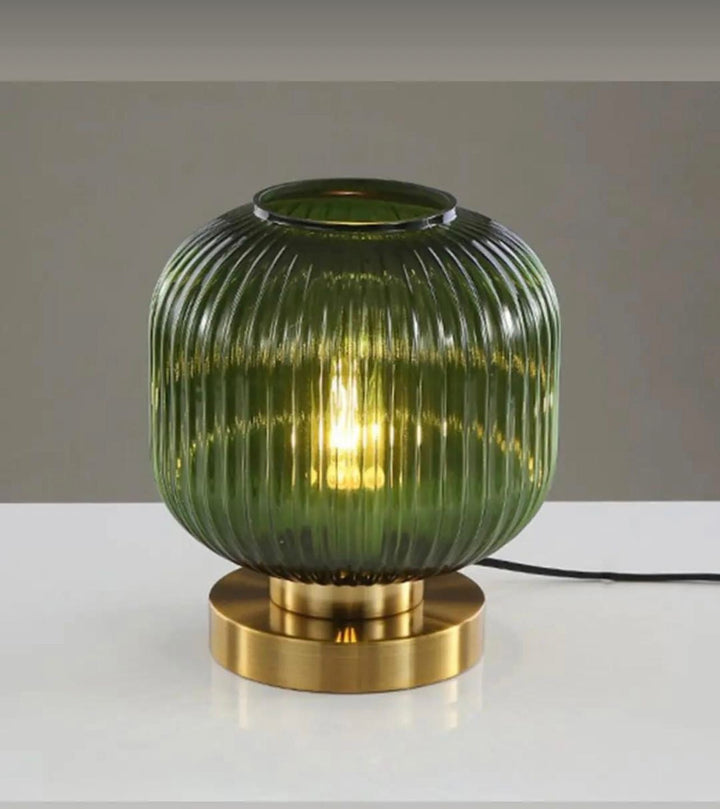 Modern Glass Table Lamp with Brass Base