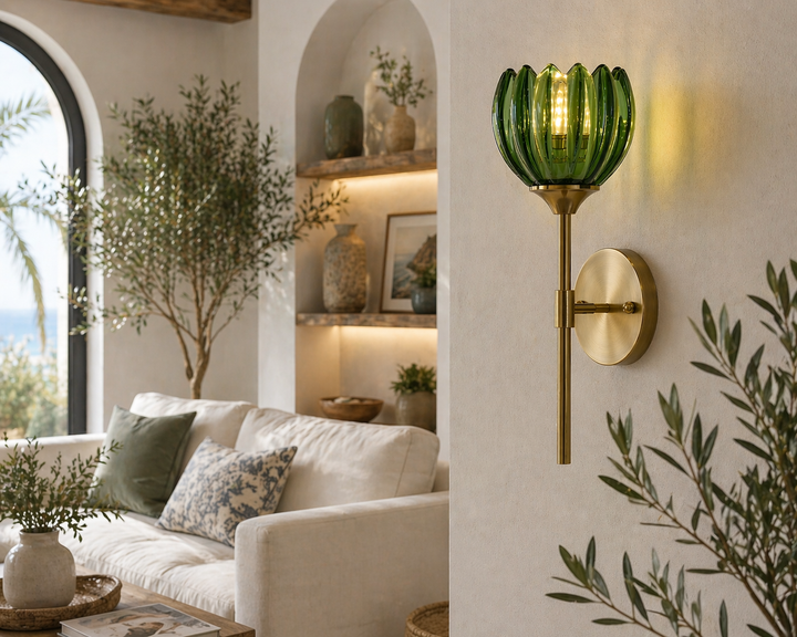 Brass Glass Wall Sconce