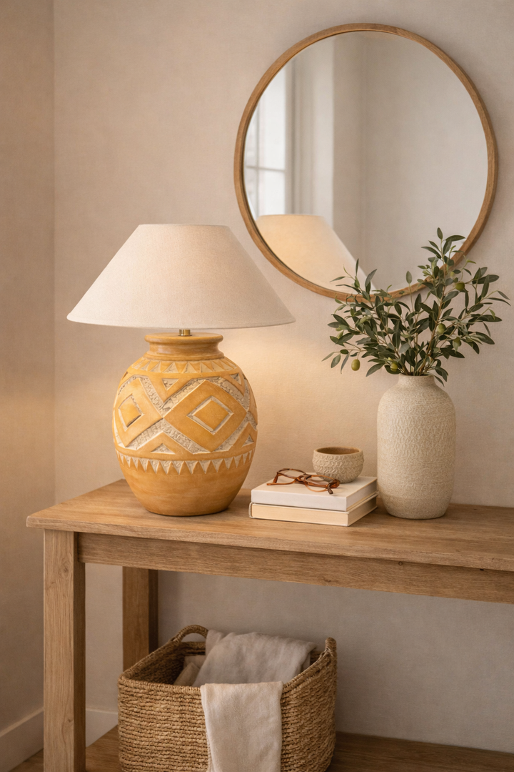 Boho Terracotta Table Lamp