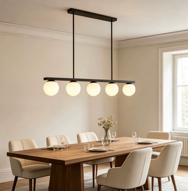 Modern Brass Or Black 5-Light Globe Pendant Chandelier