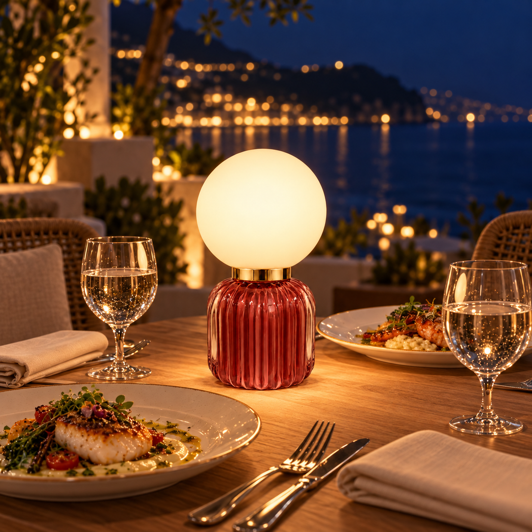 Burgundy Glass Table Lamp