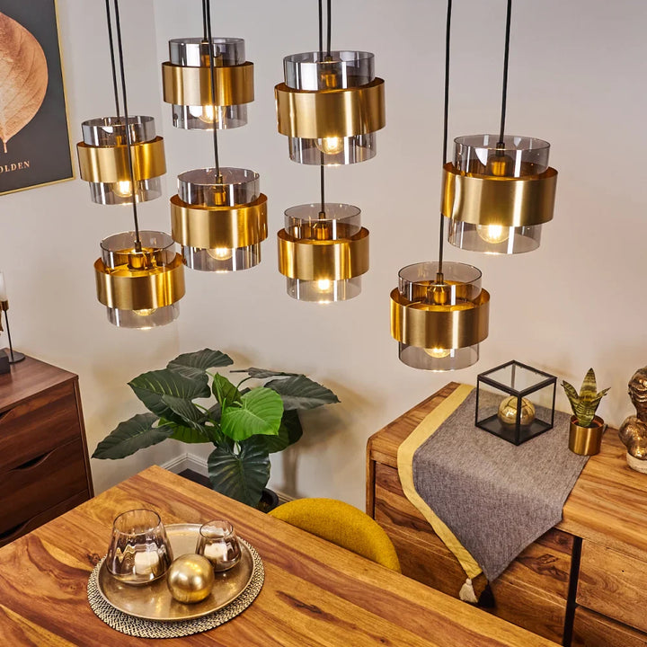 Luxury Tiered Glass and Gold Pendant Light