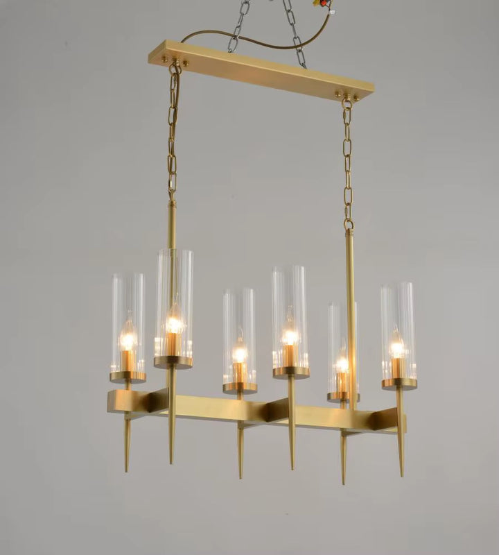 Modern Gold Chandelier with Glass Cylinders