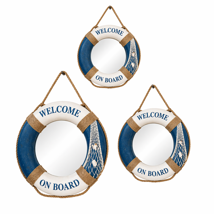 Lifebuoy mirror wall decor for coastal homes