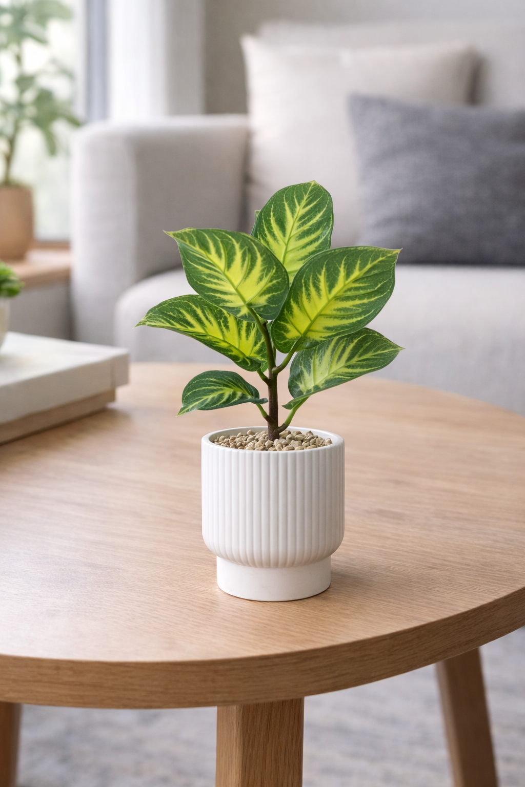 dieffenbachia mini Mini Dieffenbachia Artificial Plant in White Pot Set of 3