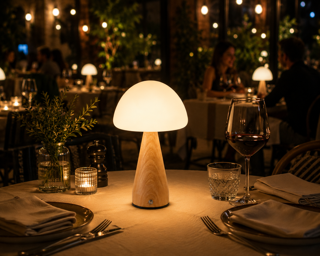 Wooden Color Rechargeable Table Lamp with acrylic head