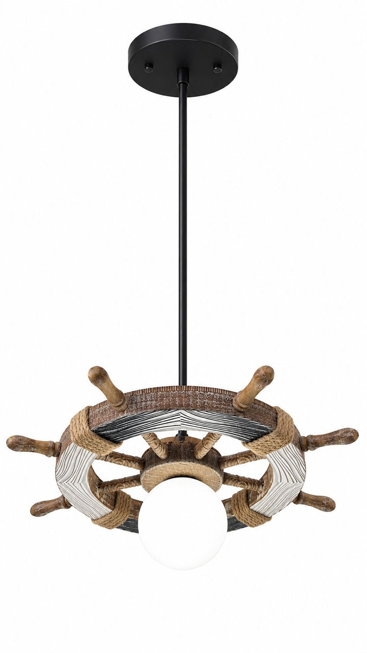 Nautical Ship Wheel Pendant Light