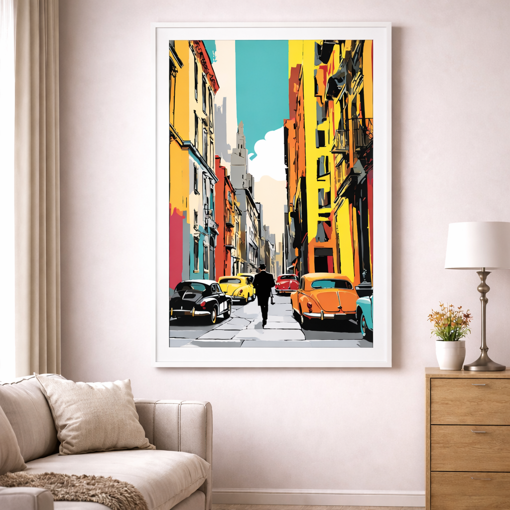 Colorful European Street Canvas