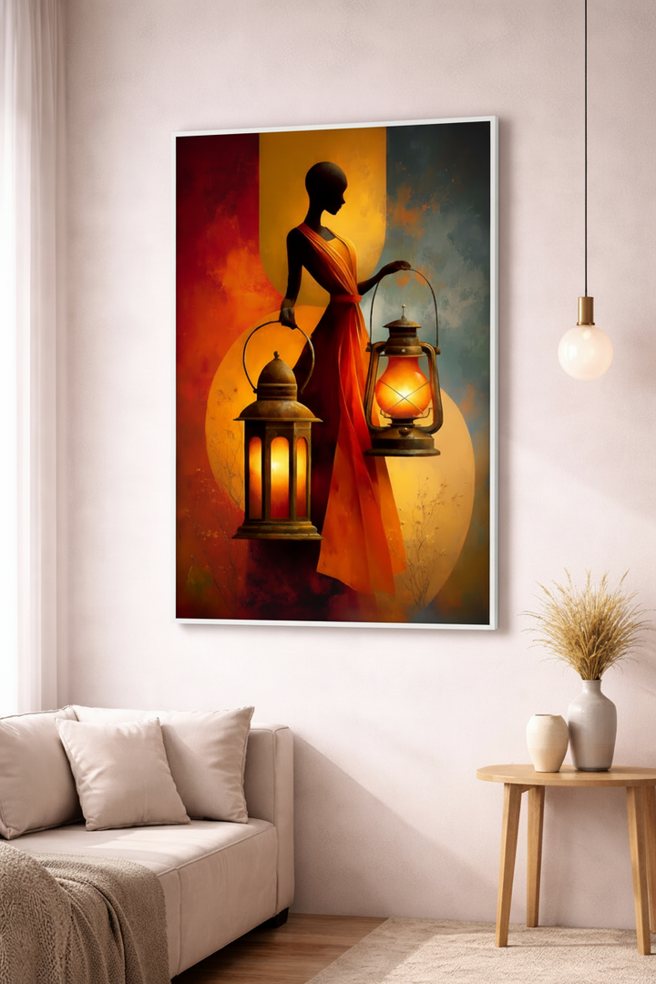 Lantern Bearer Silhouette Canvas