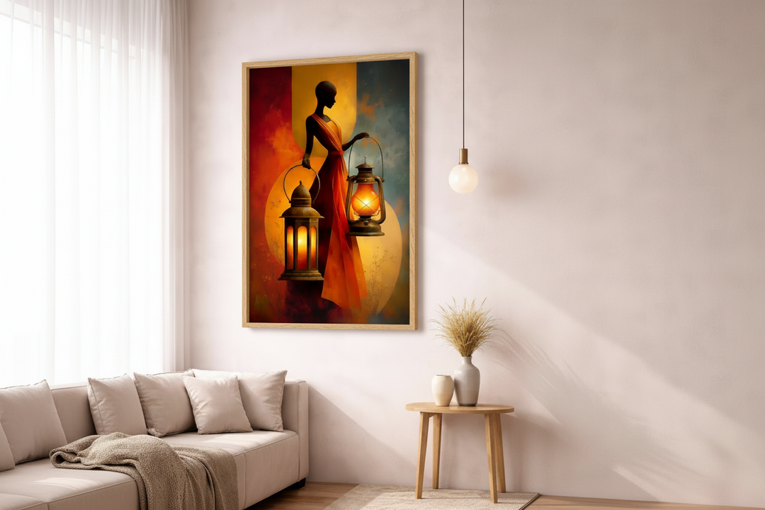 Lantern Bearer Silhouette Canvas