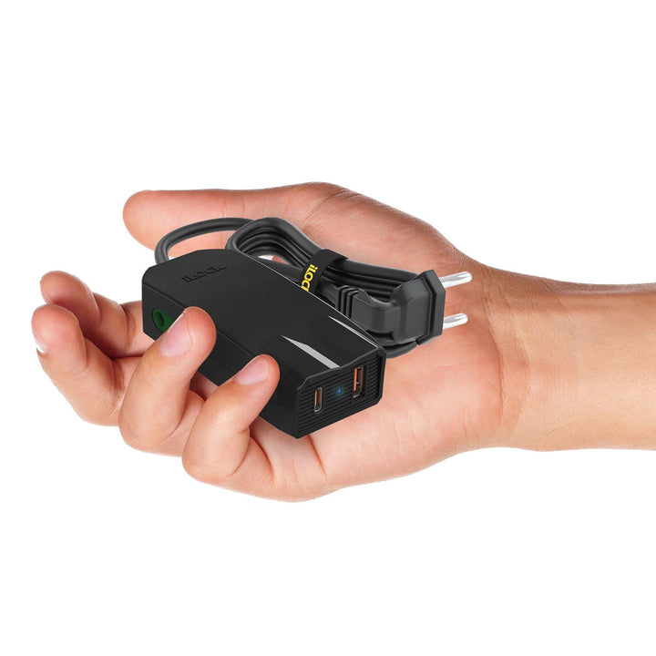 Mini Charger PROMini Charger PRO | Dual Port (Type-C & Type-A) + 2 Outlets | Fast CharFast Charger with USB-C &amp; USB-A Ports + Dual Power Outlets | Up to 20W Output


USB-C and USB-A ports for fast charging with a total output of up to 20W


IncludMobile AccessoriesWadi Home