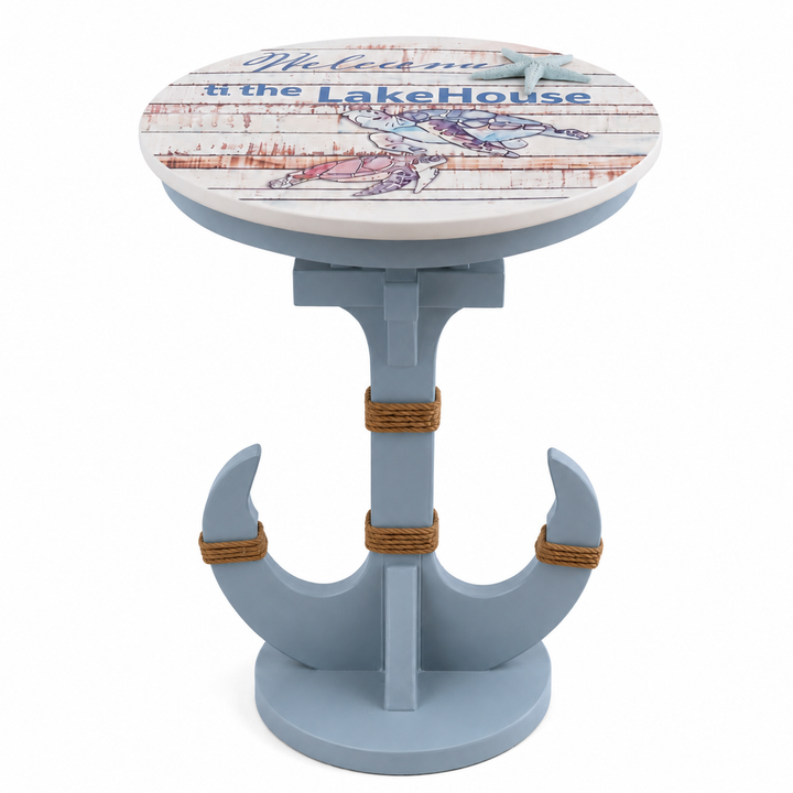 Coastal Anchor Pedestal Accent Side Table