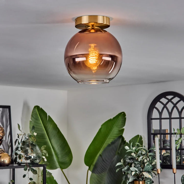 Modern Rose Gold Glass Globe Ceiling Light