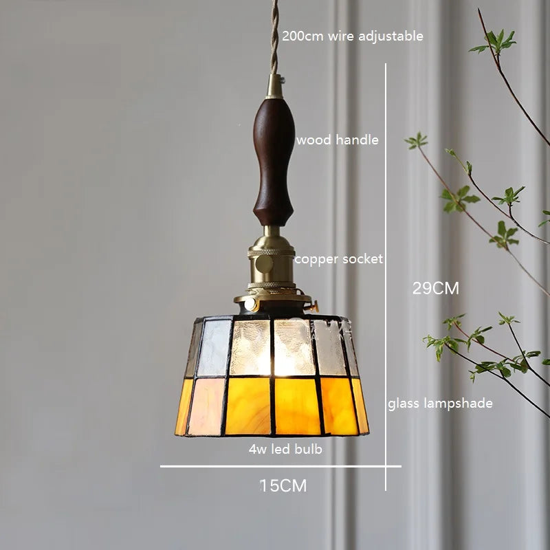 Amber Tiffany Triple Pendant Chandelier