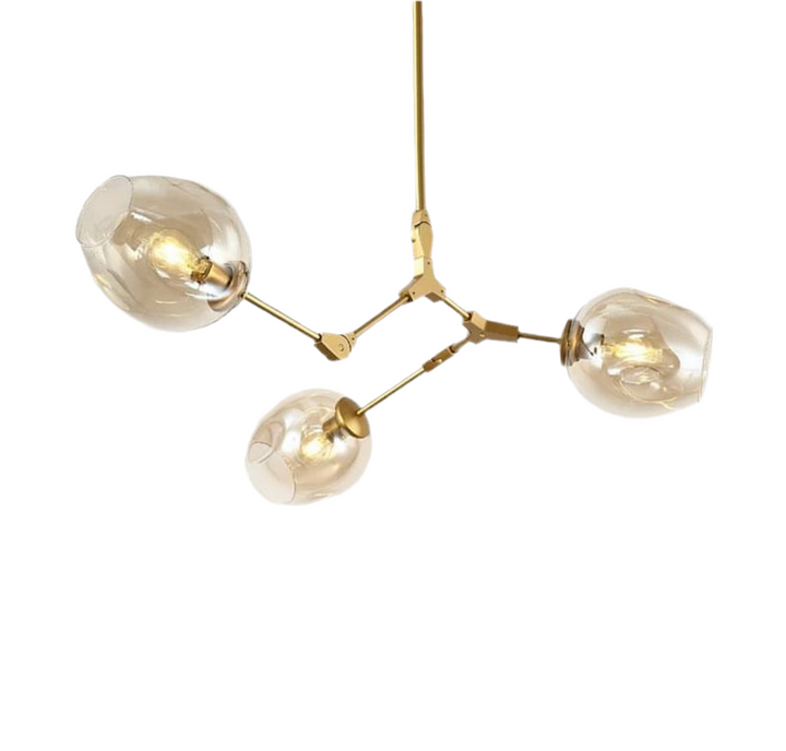 Modern Ceiling Chandelier with Three Glass Globes