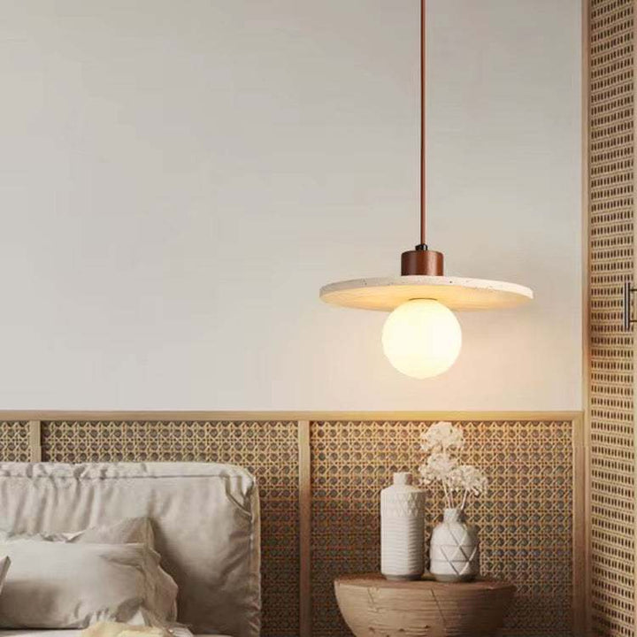 Flat Disc Travertine Pendant