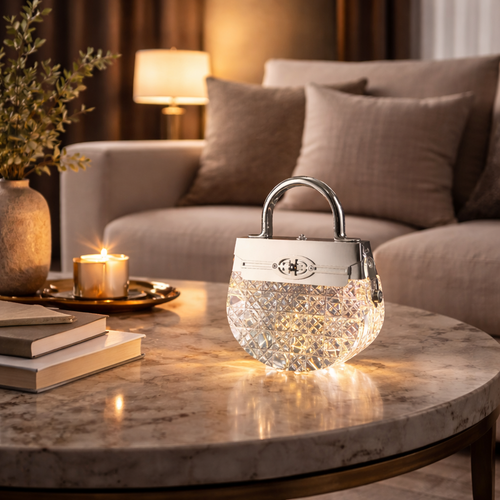 Crystal Handbag Accent Rechargeable Lamp
