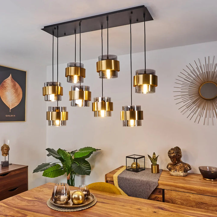 Luxury Tiered Glass and Gold Pendant Light