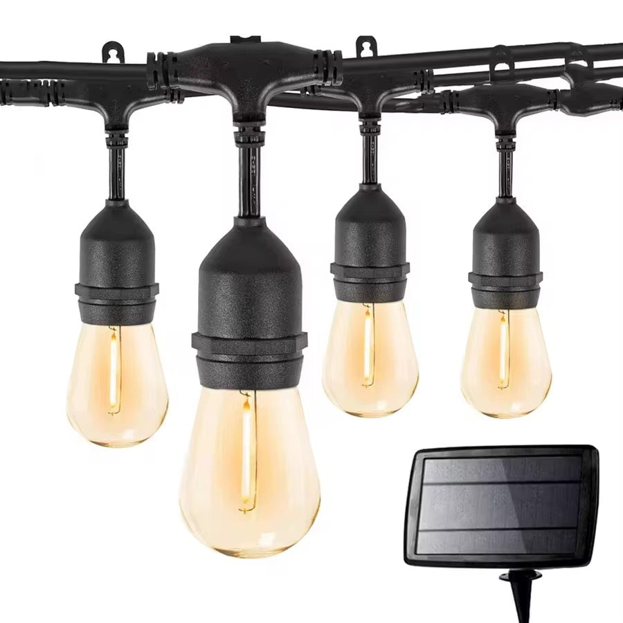 Vintage Outdoor String Lights with Solar panel (Bulbs included)
