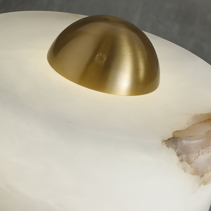 Modern Spanish Alabaster White and Brass Table Lamp