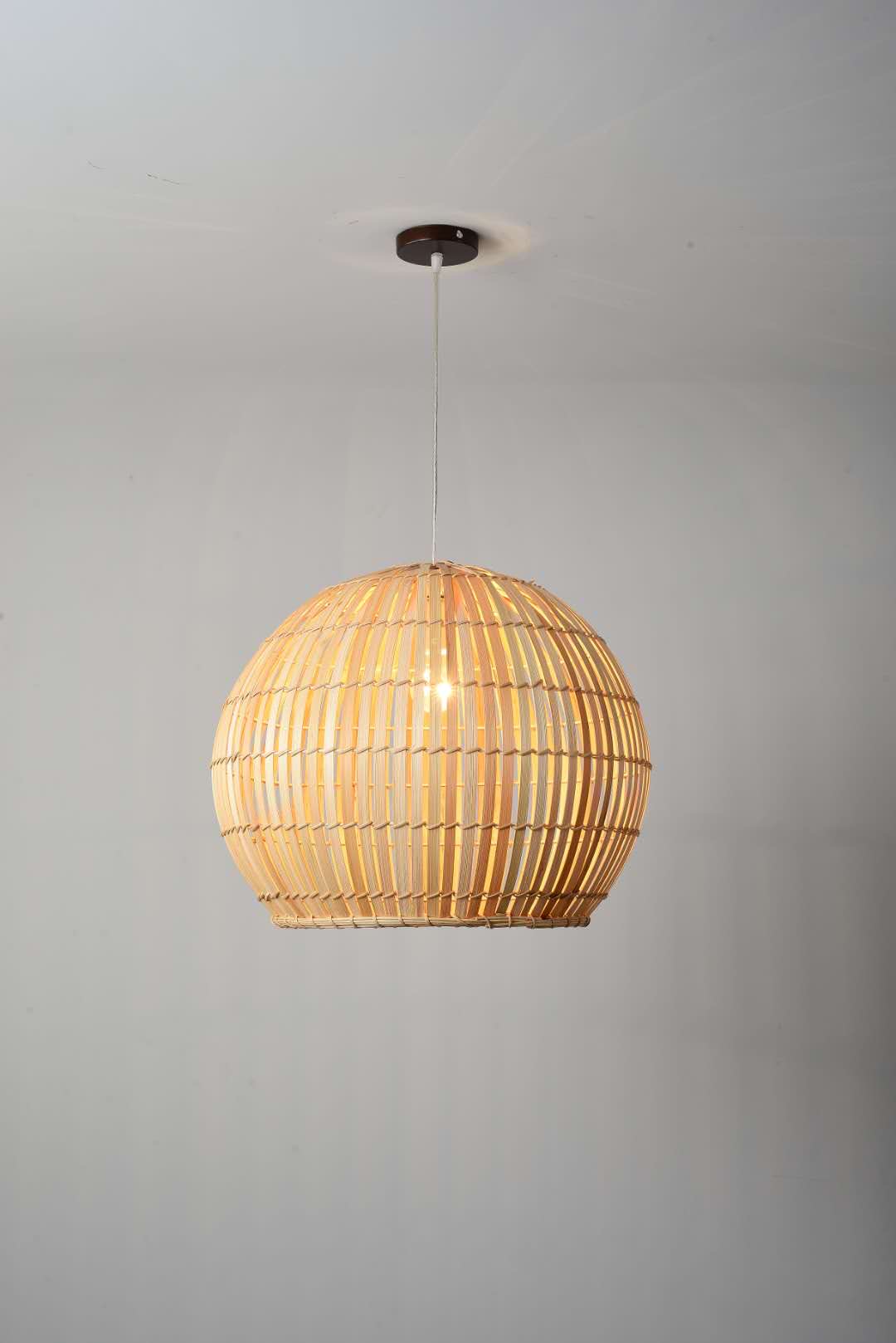 Natural Bamboo Pendant Light with Warm Ambient Glow