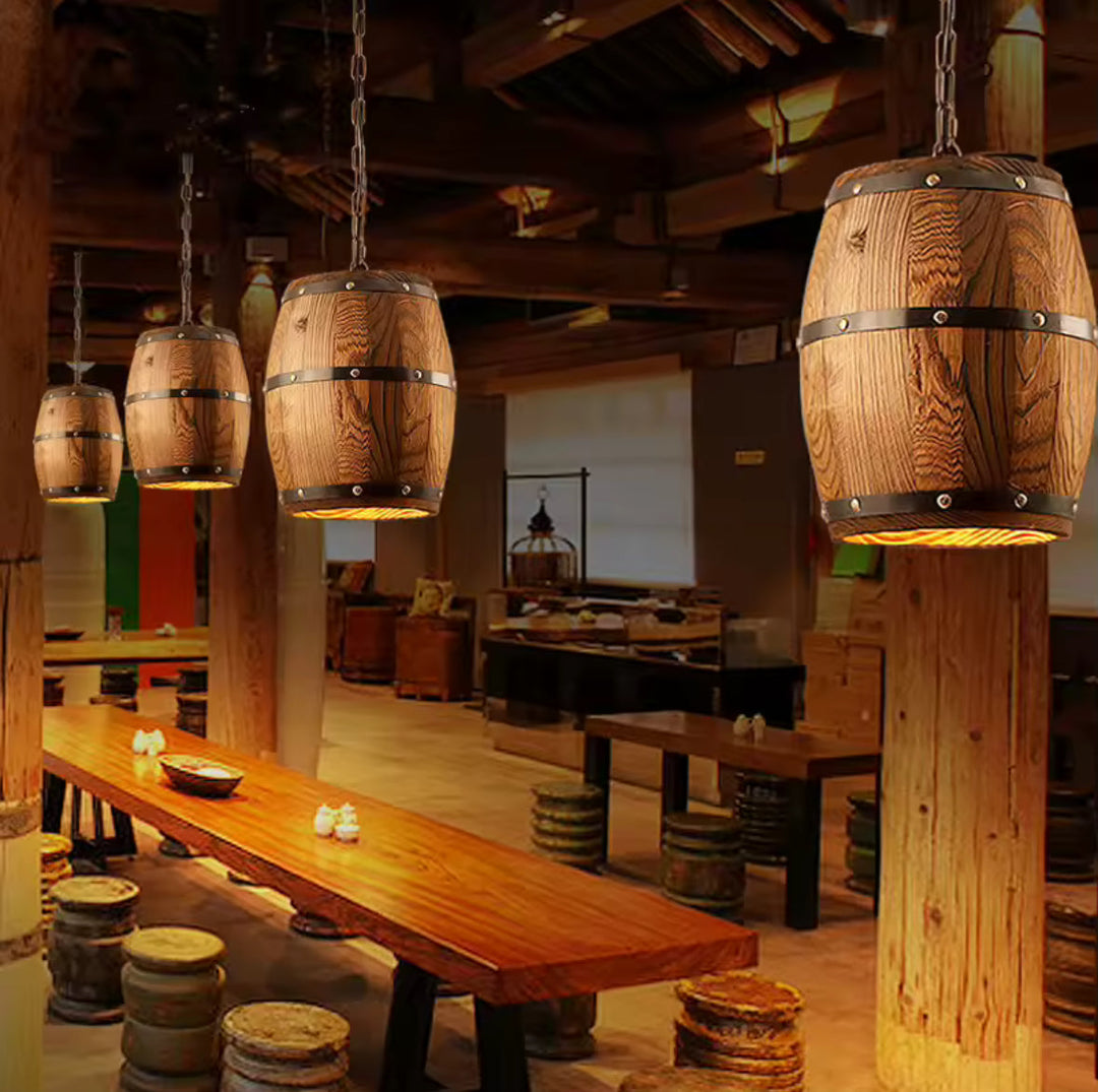 Rustic Barrel Pendant Light