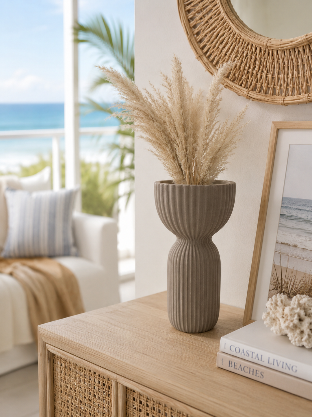 Ribbed Ceramic Vase