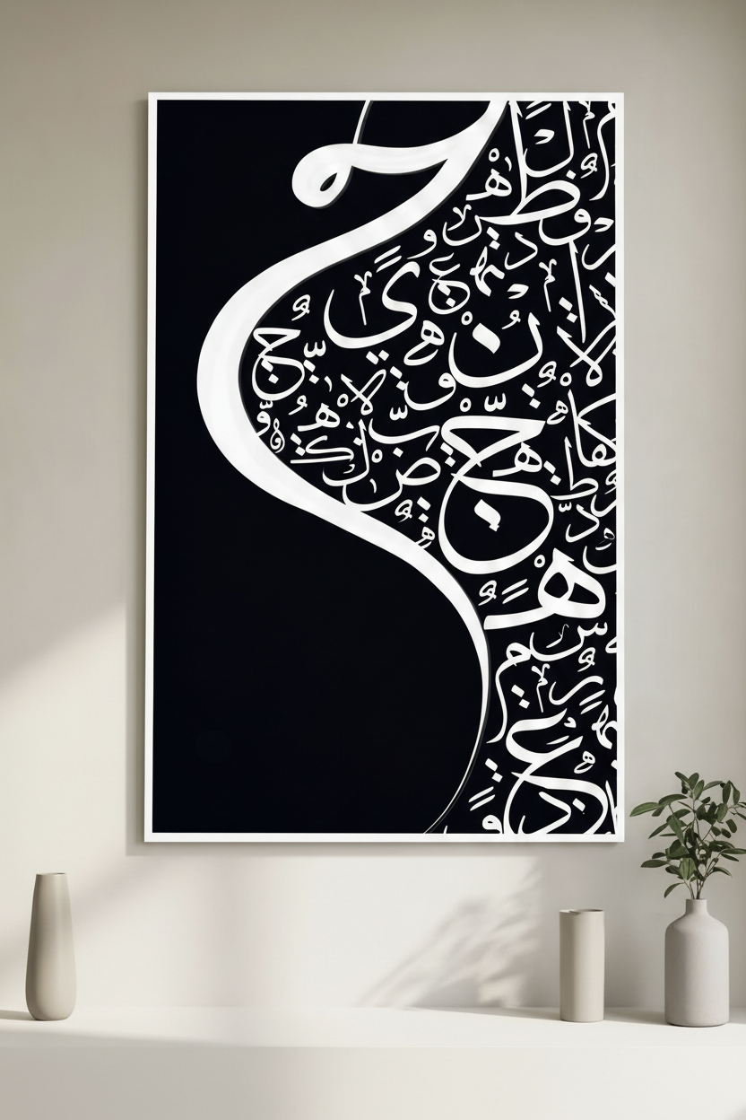 Black & White Arabic Calligraphy Canvas Art