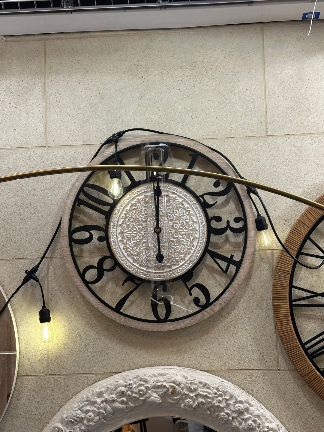 Rustic Wooden Wall Clock with Metal Numerals