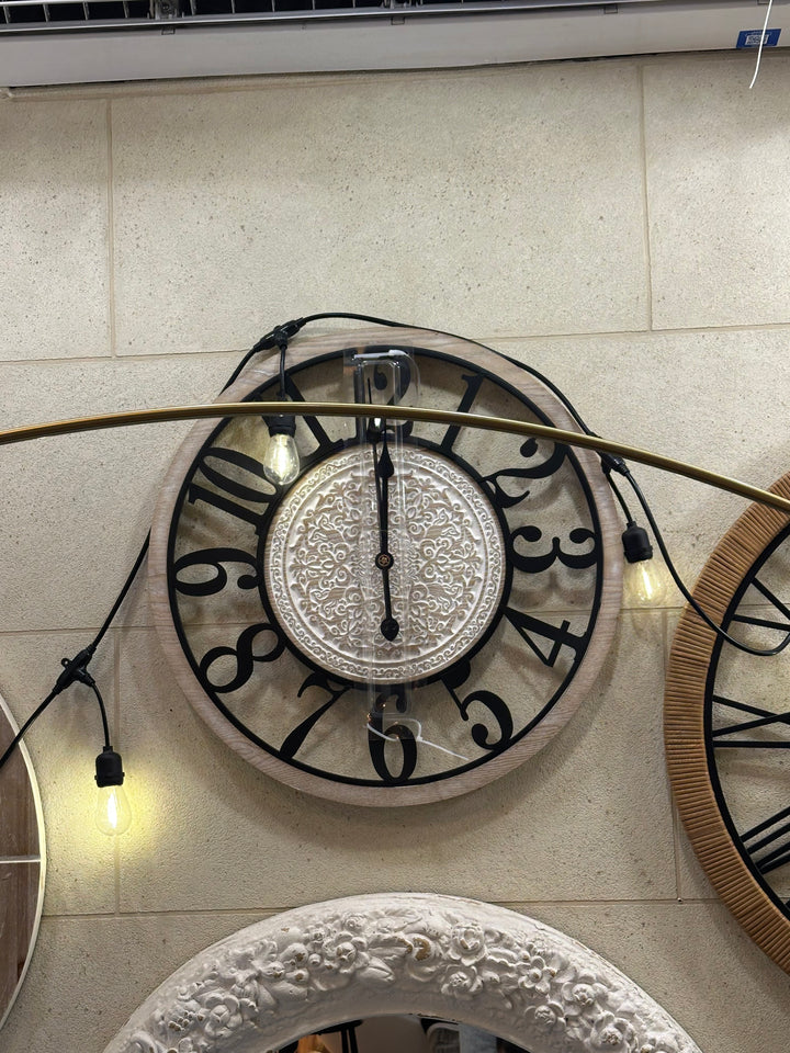 Rustic Wooden Wall Clock with Metal Numerals