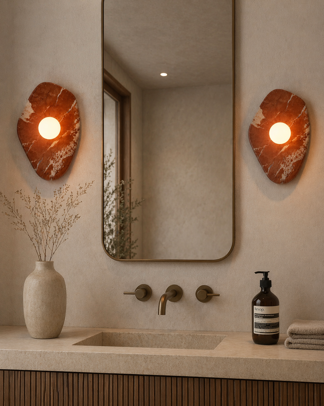 Red Marble Wall Light