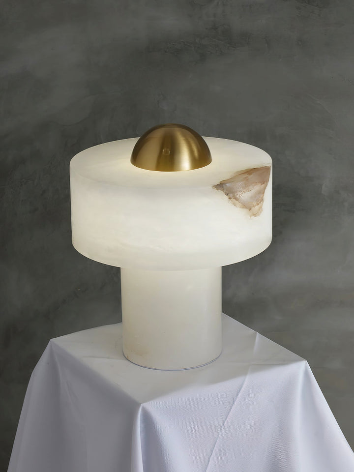 Modern Spanish Alabaster White and Brass Table Lamp