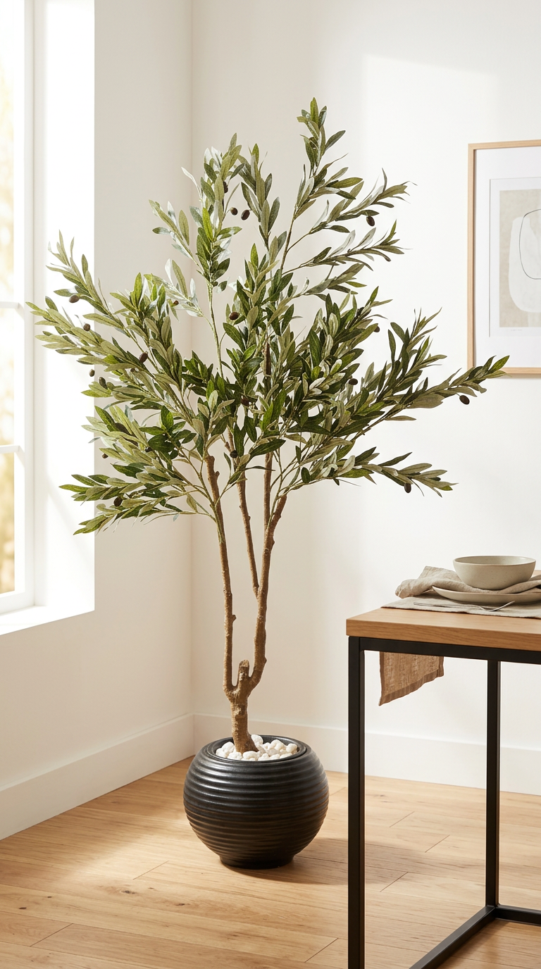 Artificial Olive Tree With Black Pot