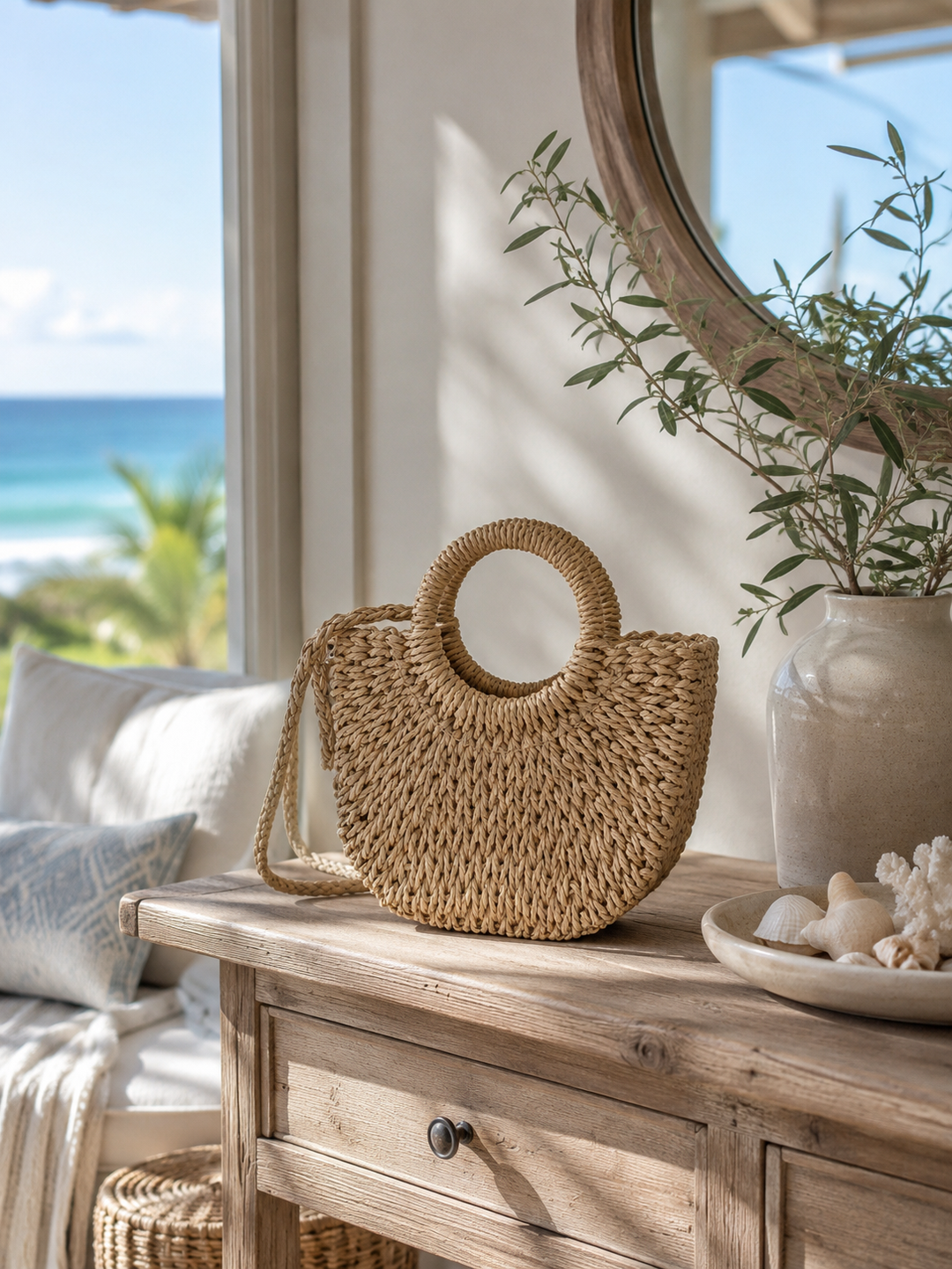 Woven Straw Handbag
