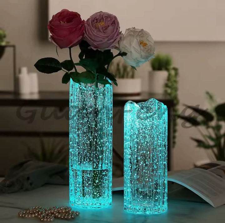 Illuminated Textured Glass Vase(set of 2)