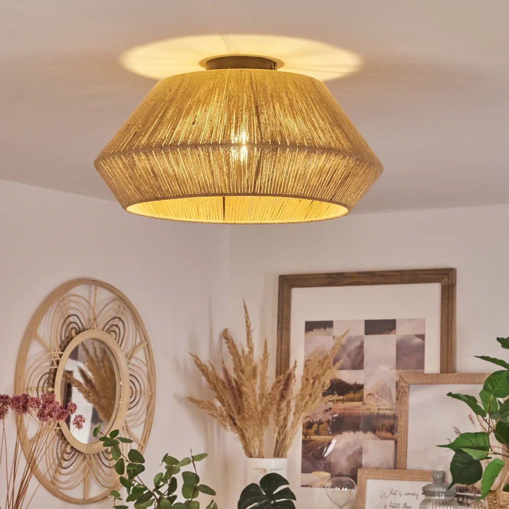 Natural Fiber Woven Ceiling Light