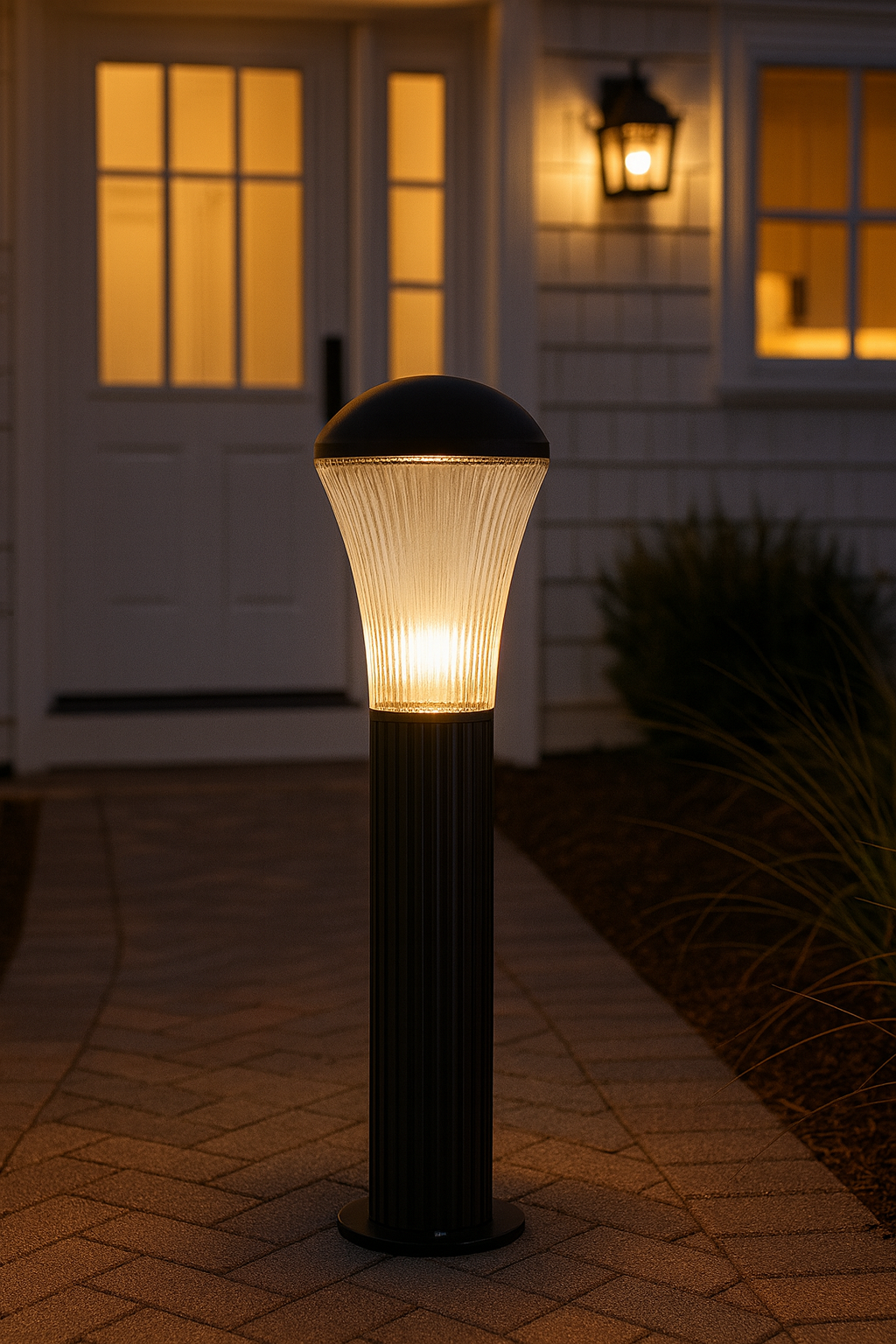 Fluted Glass Outdoor Bollard Light