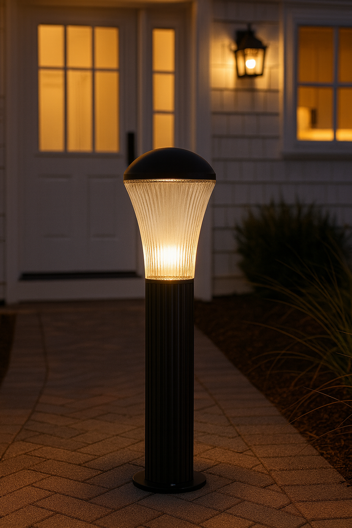 Fluted Glass Outdoor Bollard Light
