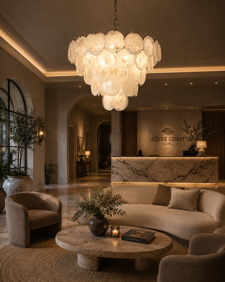 White Glass Chandelier