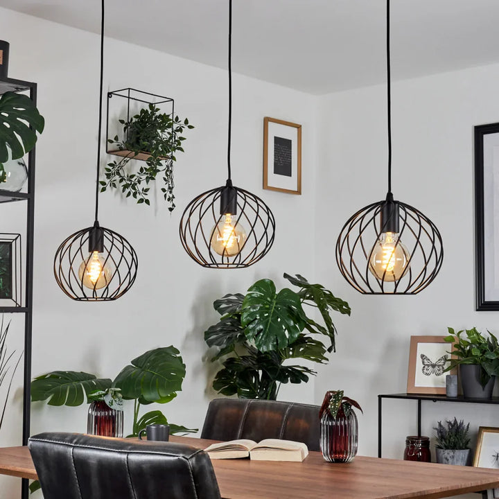 Modern Spiral Cage Triple Pendant Light