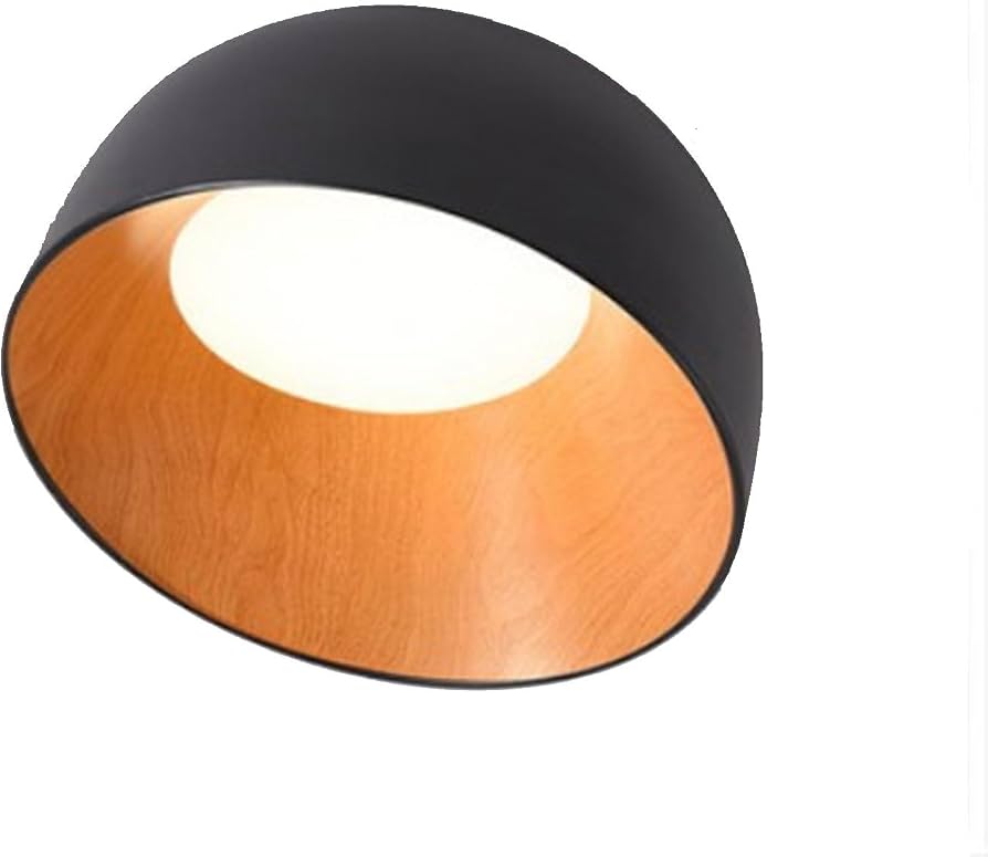 Modern White Ceiling Light with Wood Interior