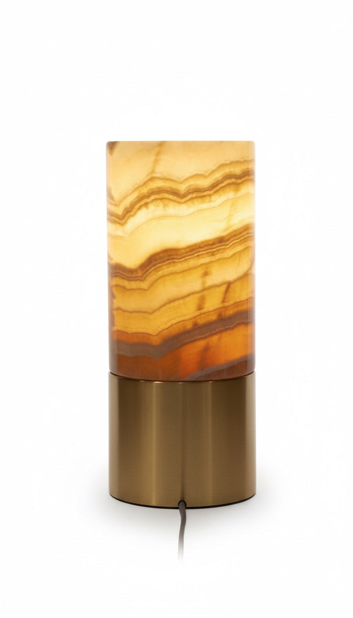Alabaster Marble Cylinder Table Lamp