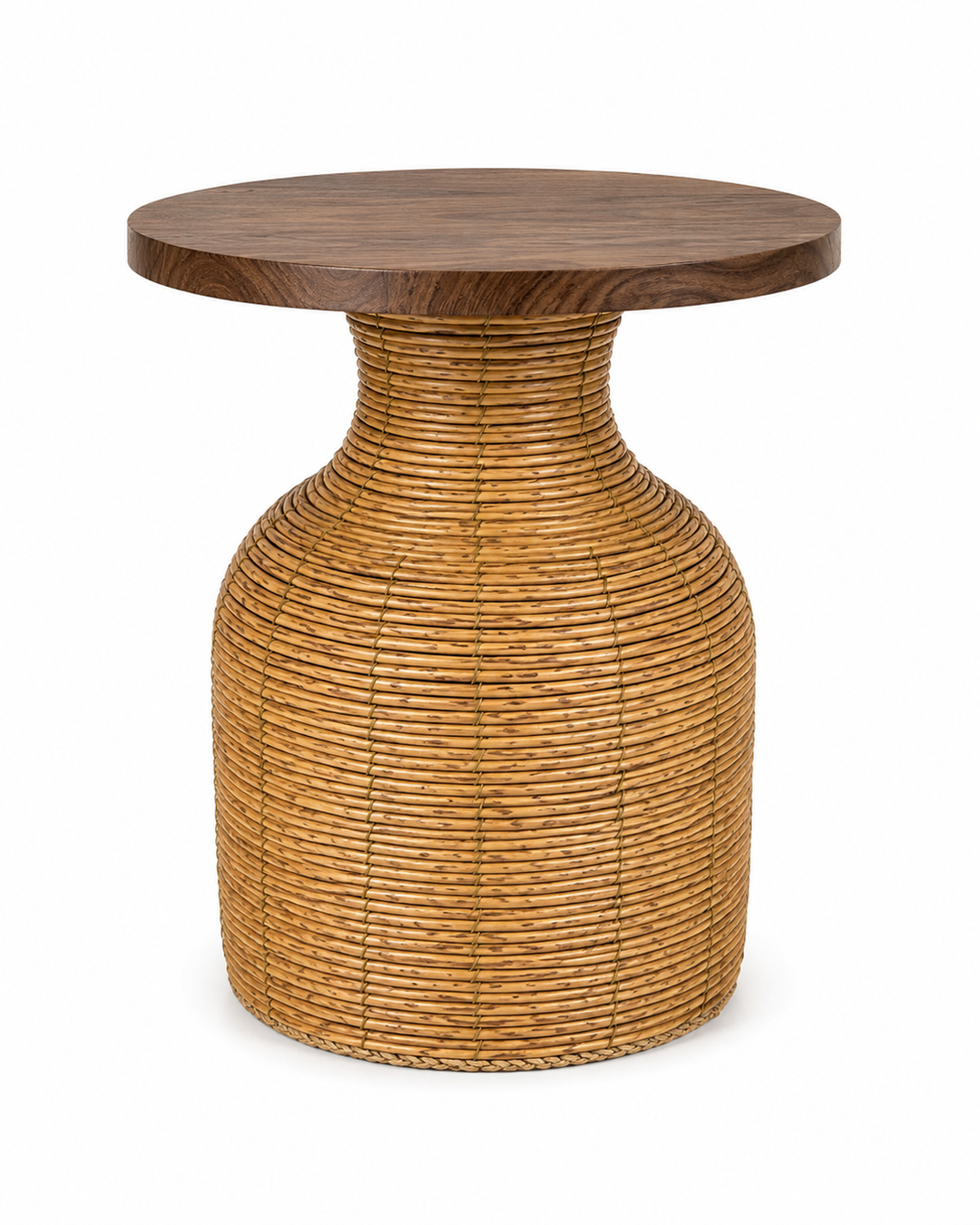 Rattan Pedestal Accent Table
