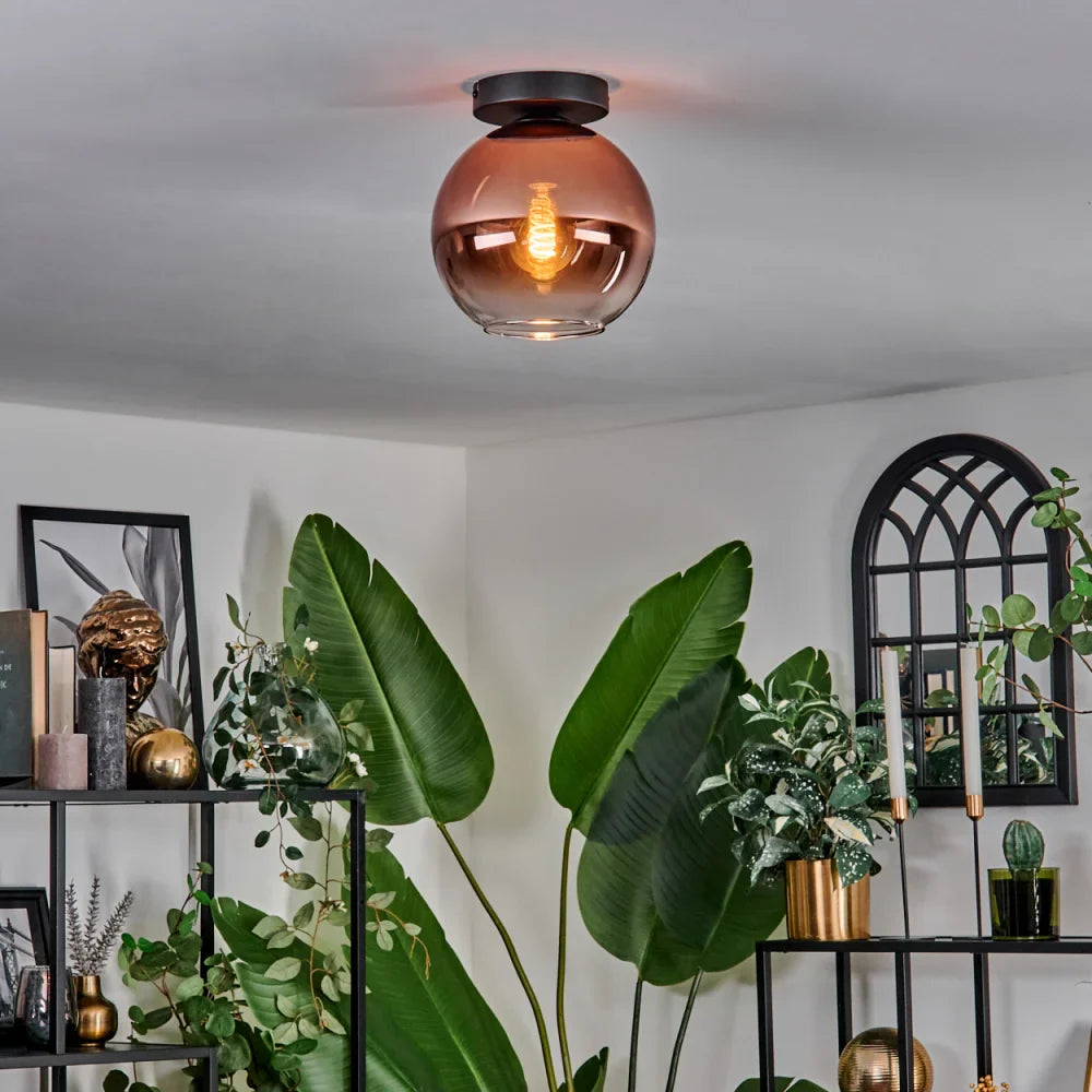 Modern Rose Gold Glass Globe Ceiling Light