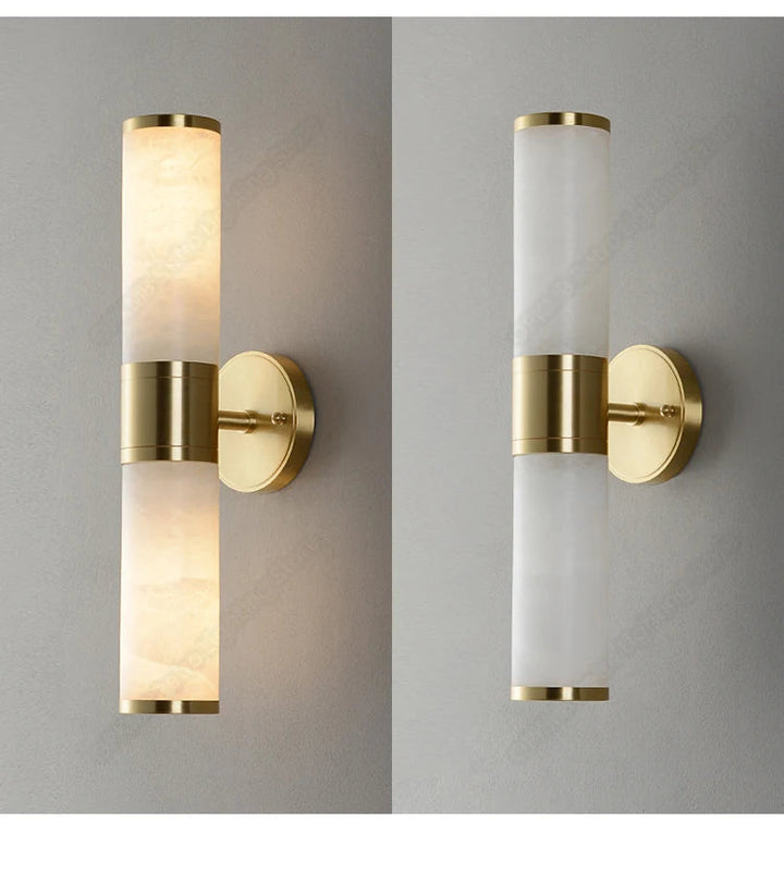 Modern Brass and Opal Alabaster Wall Light