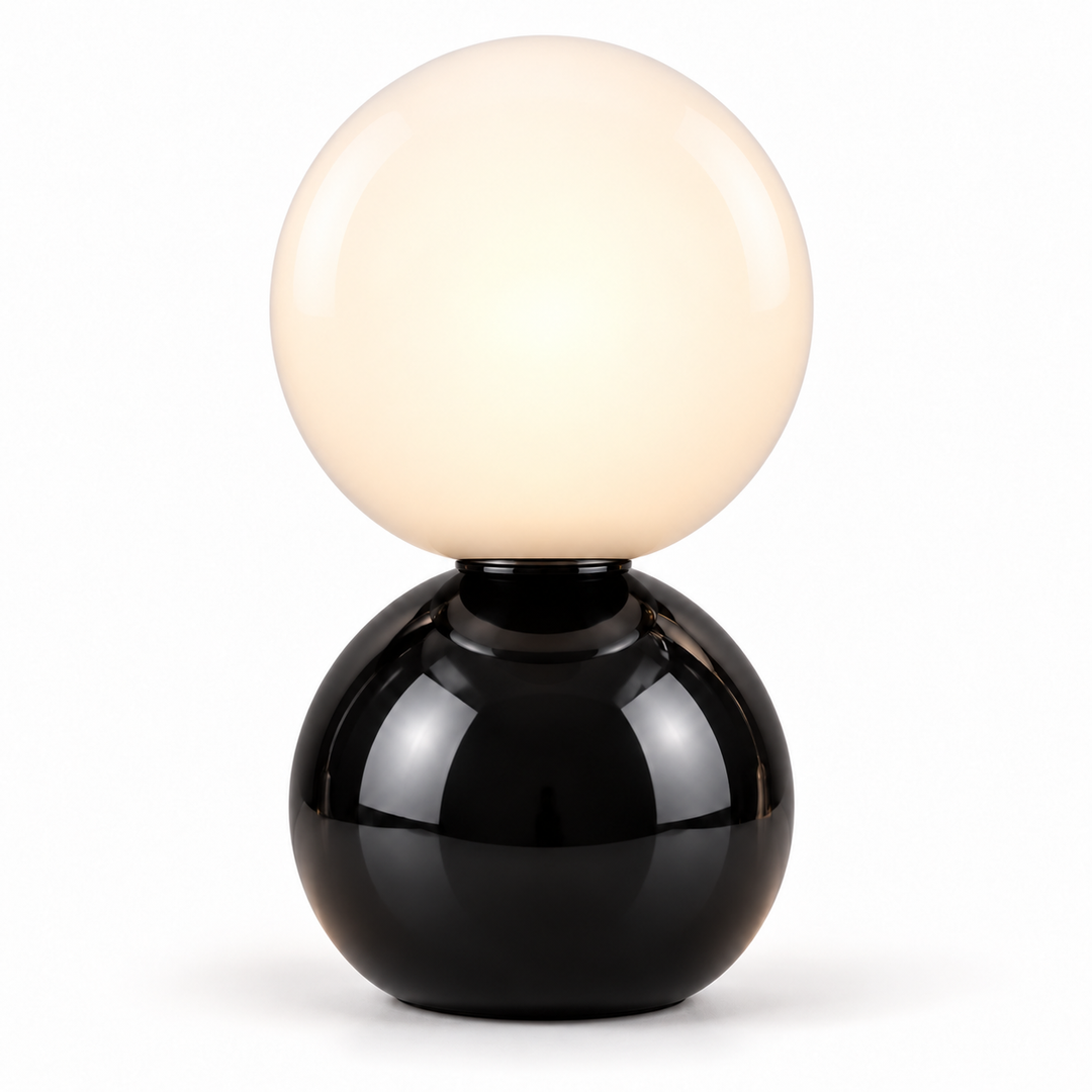 Black Globe Table Lamp with Opal Shade