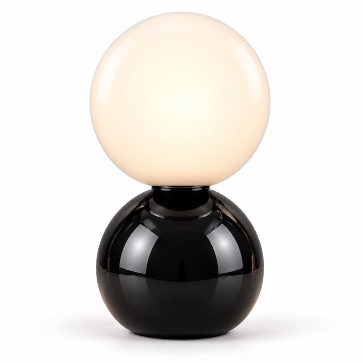 Black Globe Table Lamp with Opal Shade