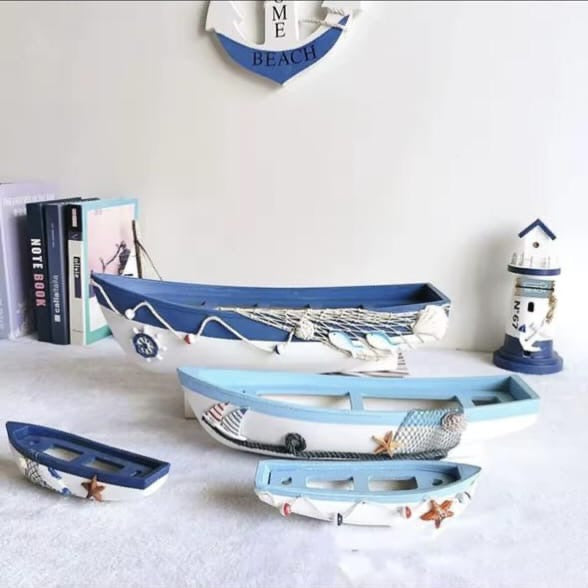 Nautical Wooden Boats Decor Set of 2